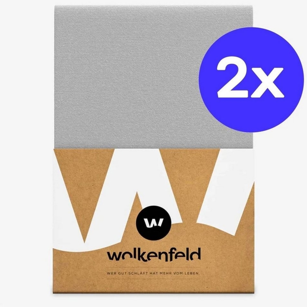 Wolkenfeld Spannbettlaken 100% Baumwolle - 2x superweiche Bettlaken für Matratzen von 5 bis 20cm, Baumwolle, Gummizug: Starker & Flexibler Super-Stretch Gummizug für maximalen Halt, (2 Stück), Rutschfest & Blickdicht - 90x200, 140x200, 160x200, 180x200... Bild 1