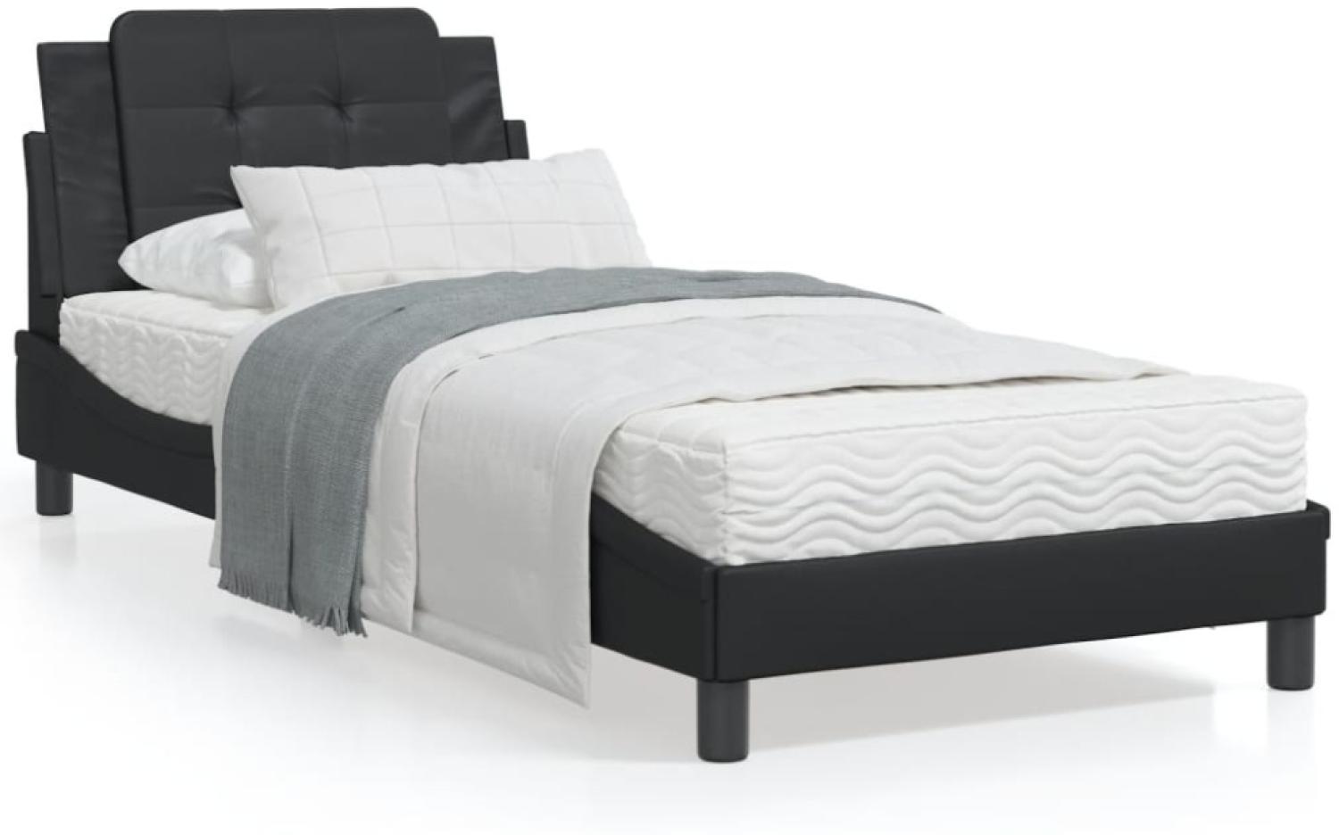 vidaXL Bett mit Matratze Schwarz 90x200 cm Kunstleder 3208838 Bild 1