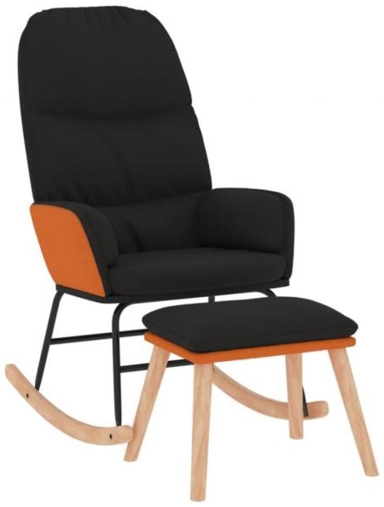 vidaXL Schaukelsessel mit Hocker Schwarz Stoff 3097406 Bild 1