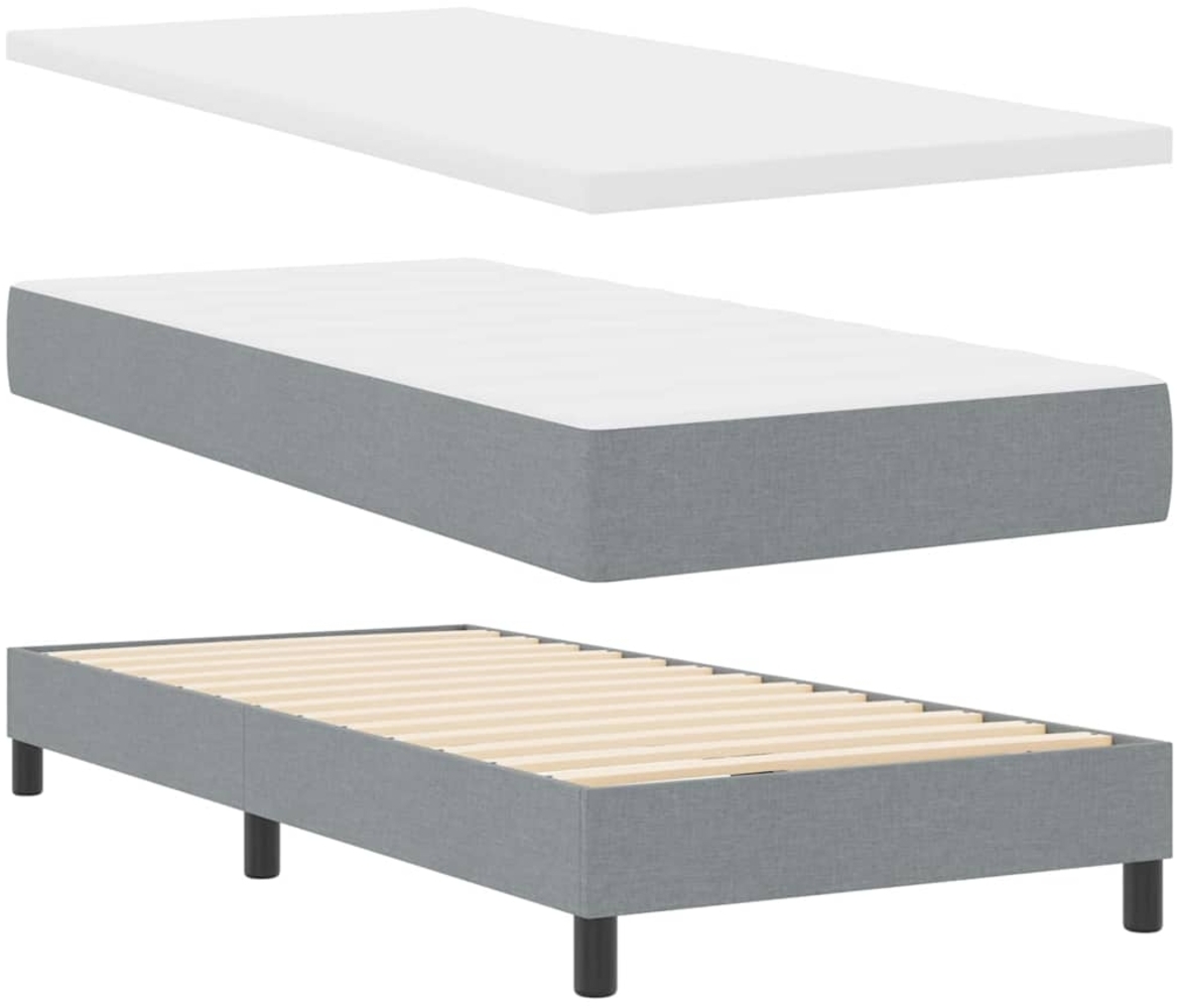 vidaXL Boxspringbett mit Matratze Hellgrau 90 x 200 cm Stoff 3339940 Bild 1