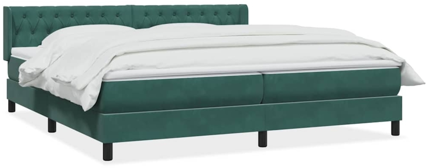 vidaXL Boxspringbett mit Matratze Dunkelgrün 200x210 cm Samt 3318384 Bild 1