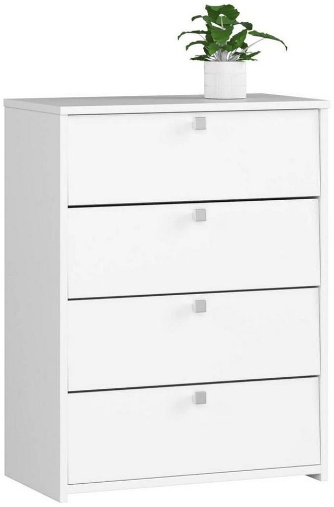 Home Collective Schuhschrank in weiß mit vier Flügeltüren, Elegant, Flur, Schlafzimmer, Schuhregal Schuhschrank 80x60x33 cm (HxBxT) viel Stauraum Bild 1