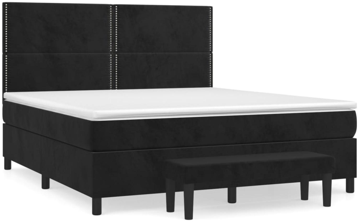vidaXL Boxspringbett mit Matratze Schwarz 160x200 cm Samt 3137793 Bild 1