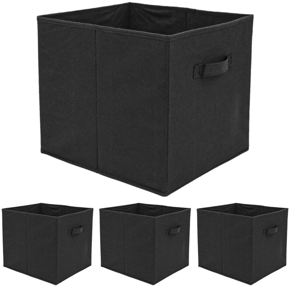 4er Set Aufbewahrungsbox für Kallax Regal 33x38x33cm mit Griff Schwarz Bild 1