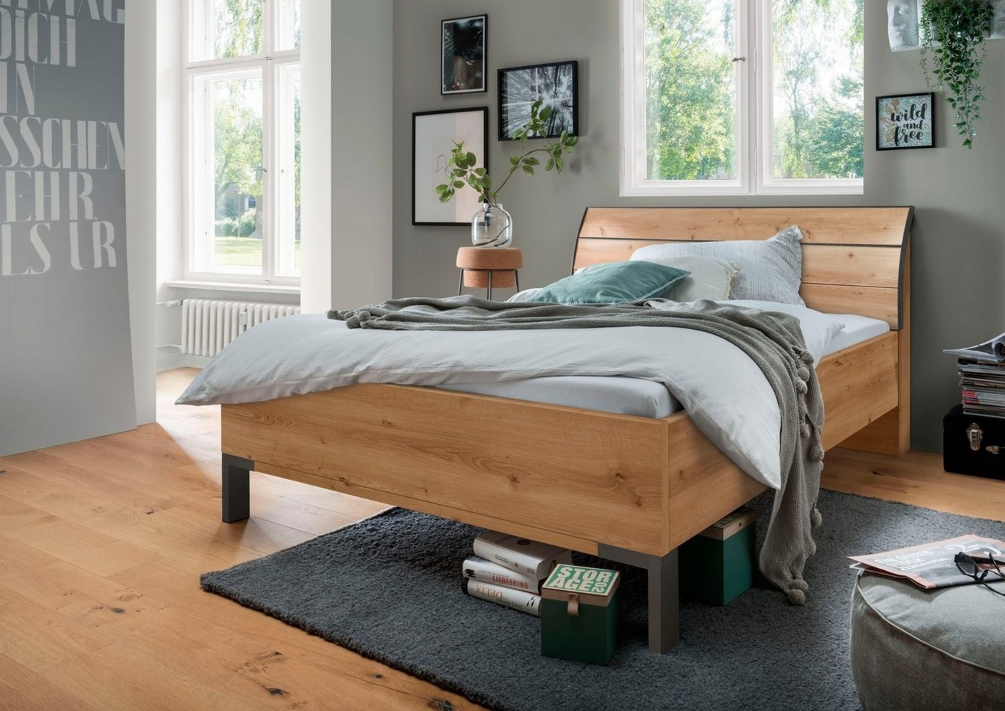 WIEMANN Futonbett Monaco, 4-fache Liegehöhenverstellung, mit stilvollem Holzkopfteil, Made in Germany Bild 1