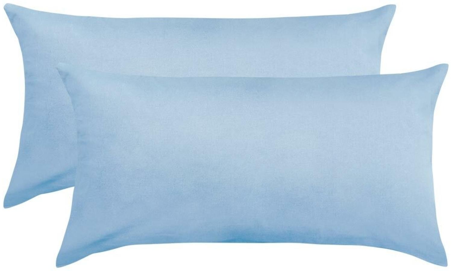 BettwarenShop Single Jersey Kissenbezug Ulm 2er Pack|40x80 cm| hellblau Bild 1