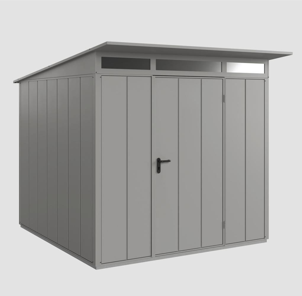 Hörmann Ecostar Metall-Gerätehaus Elegant mit Pultdach Typ 2, 238 x 238 cm , graualuminium, 5,7 m²,1-flüglige Tür Bild 1