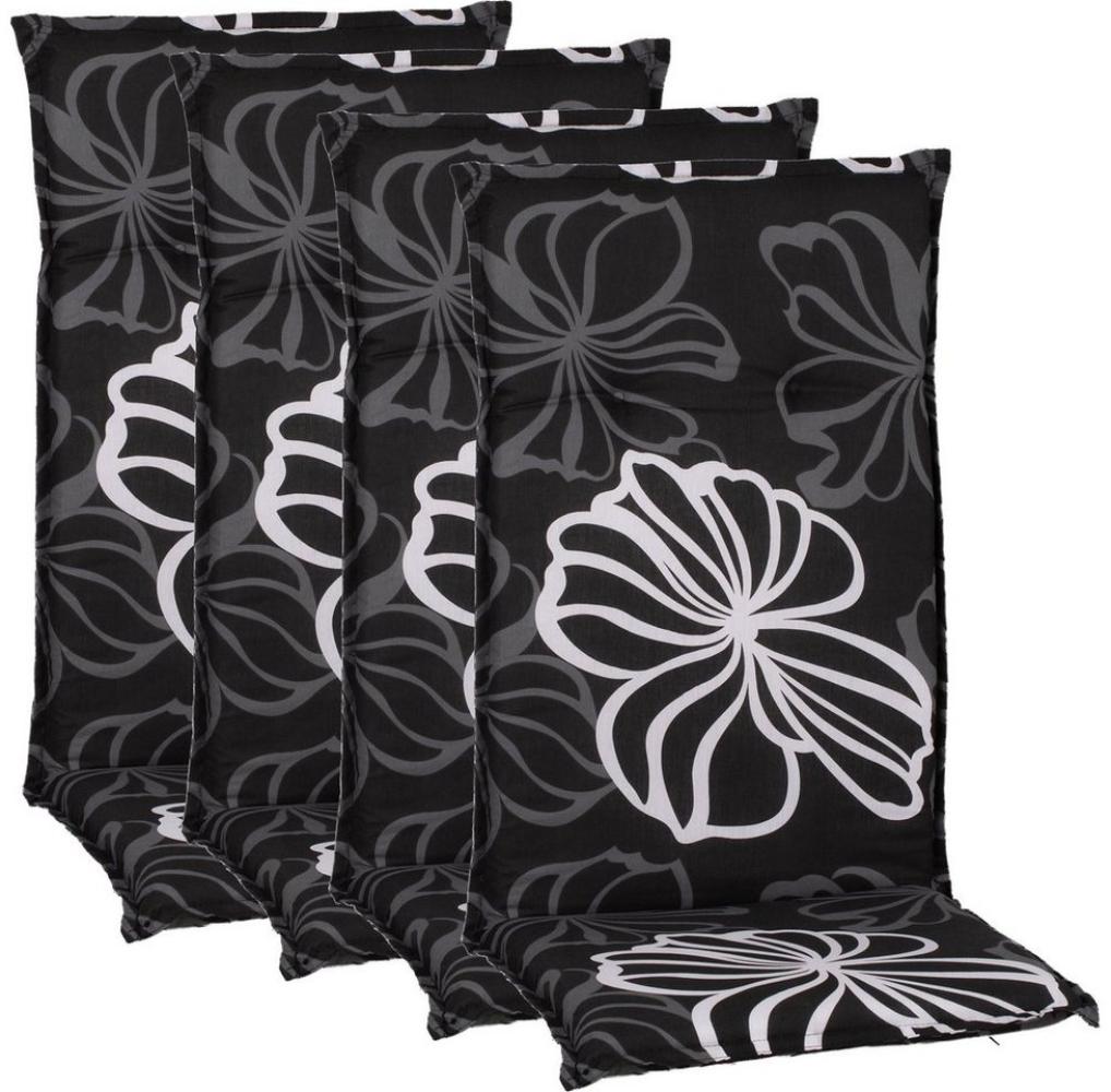 NYVI Hochlehnerauflage Hochlehner Auflagen 4er Set Barcelona - Gartenstuhlauflagen 118x50cm, (4 St), Stuhlauflage, Sitzauflage mit Halteband, UV-fest, Blumen Floral Bild 1