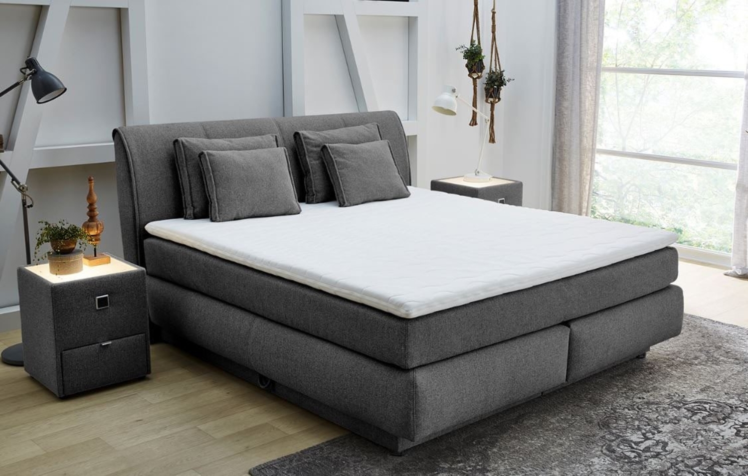 Jockenhöfer Boxspringbett Carla dunkelgrau, 180x200 cm Bild 1