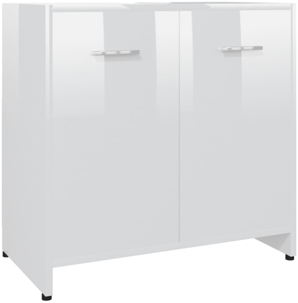 vidaXL Badezimmerschrank Hochglanz-Weiß 60 x 33 x 61 cm Spanplatte Bild 1