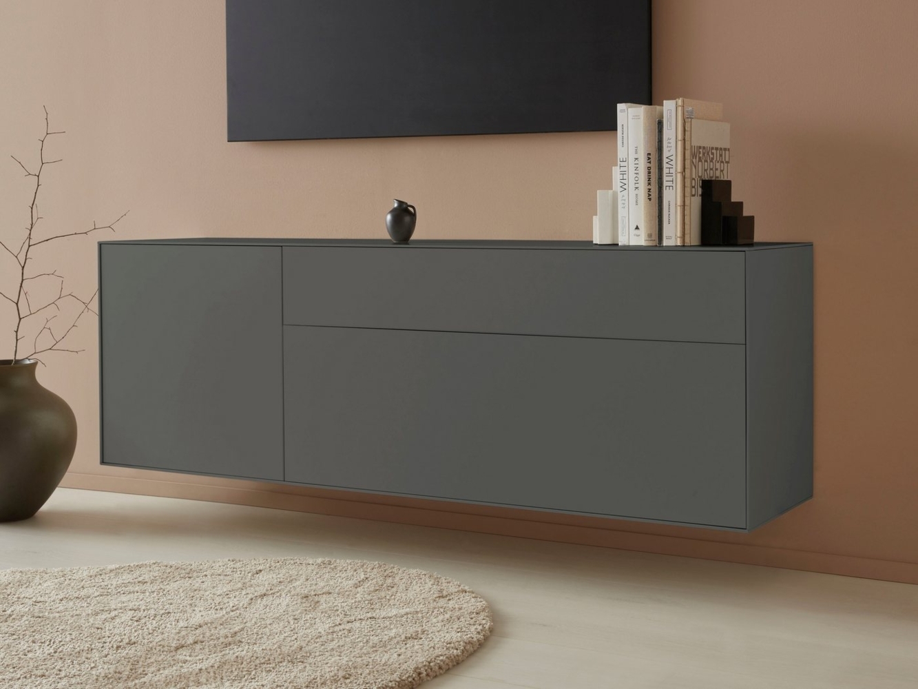 LeGer Home by Lena Gercke Lowboard Essentials, Breite: 167 cm, MDF lackiert, Push-to-open-Funktion Bild 1