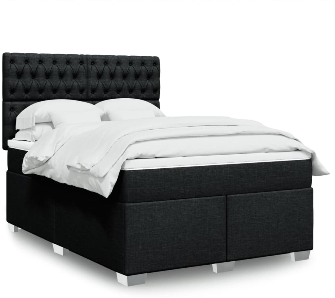 vidaXL Boxspringbett mit Matratze Schwarz 140x190 cm Stoff 3292792 Bild 1