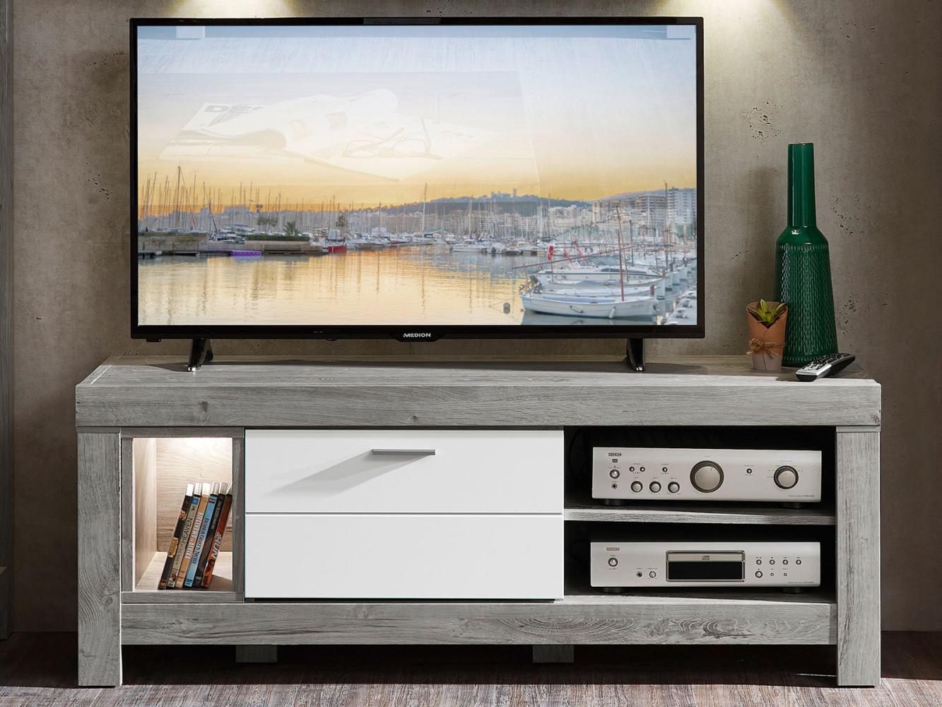 TV-Board >Gravesend< in Nickel matt aus MDF - 150x59x47cm (BxHxT) Bild 1