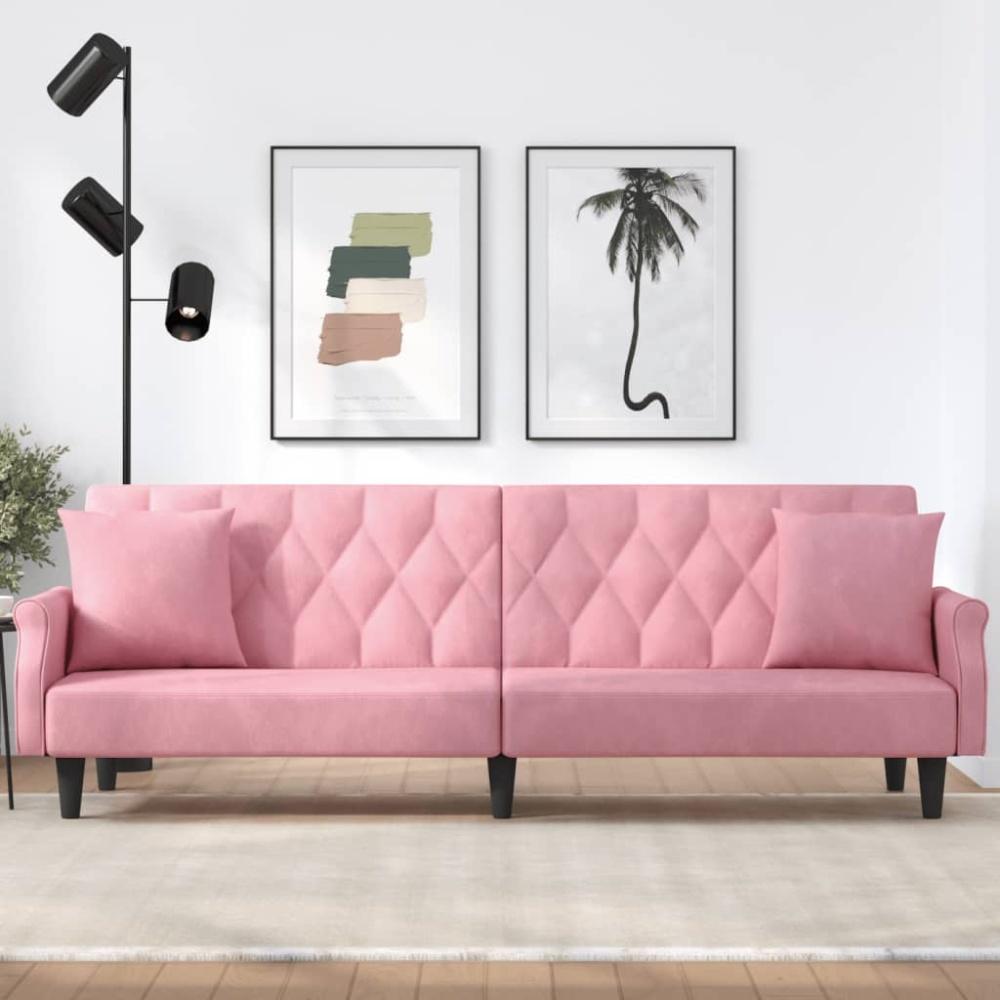 vidaXL Schlafsofa mit Armlehnen Rosa Samt Bild 1