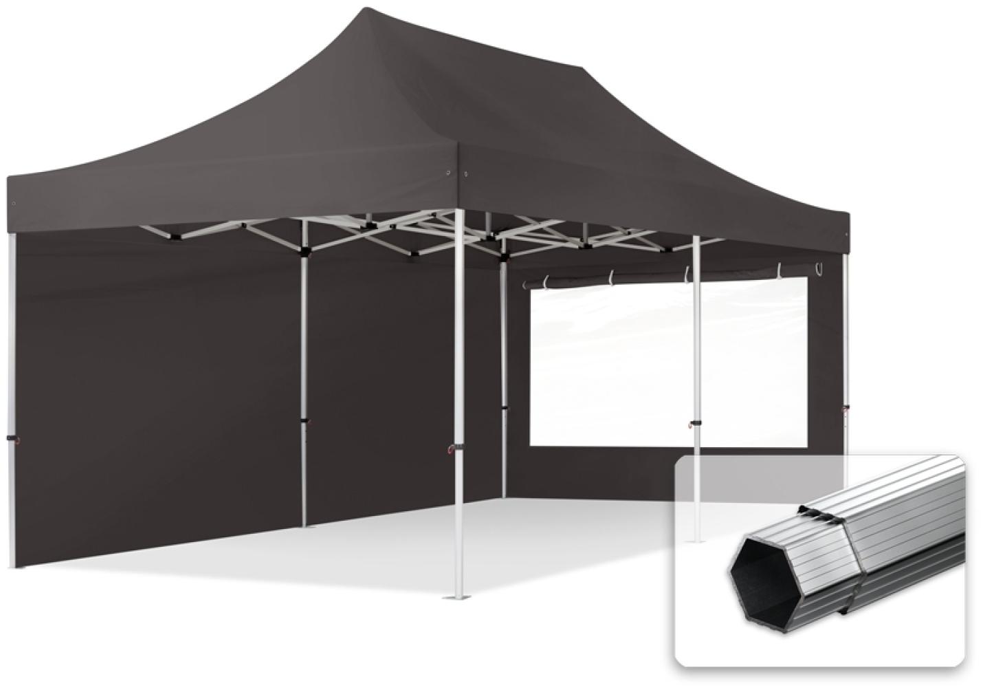 3x6 m Faltpavillon PROFESSIONAL Alu 40mm, Seitenteile mit Panoramafenstern, dunkelgrau Bild 1