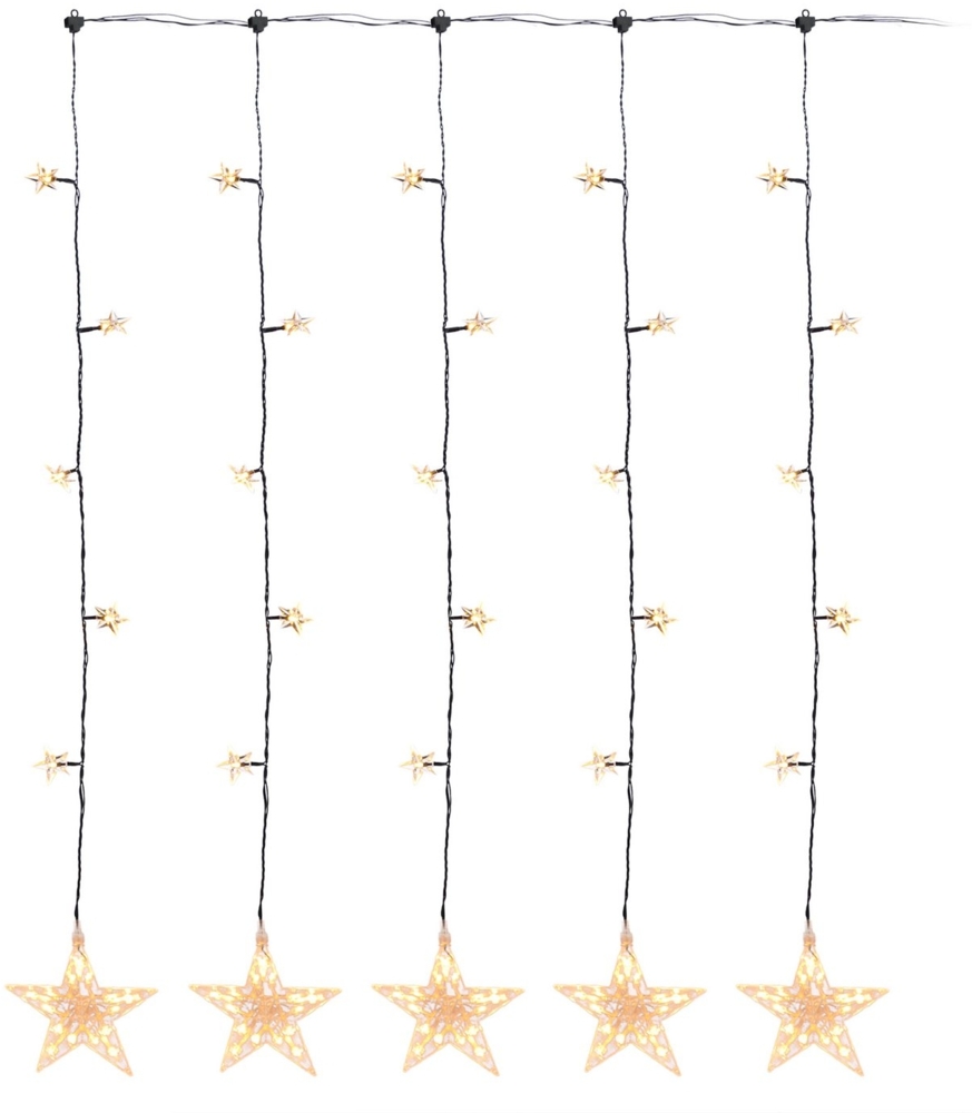 Spetebo Lichtervorhang Stern Lichtervorhang 105x100 cm warmweiß, 30-flammig, mit 5 großen und 25 kleinen Sternen zur weihnachtlichen Dekoration Bild 1