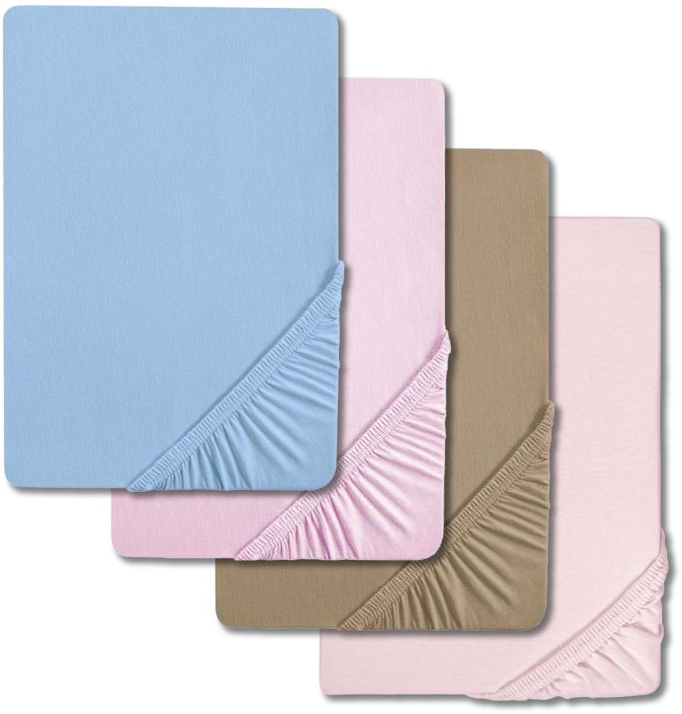 Sparpaket 4 Farben Castell Spannbettlaken Jersey rosa/eisblau/flieder/taupe 90 x 190 - 100 x 200 cm (4 Stück) Bild 1