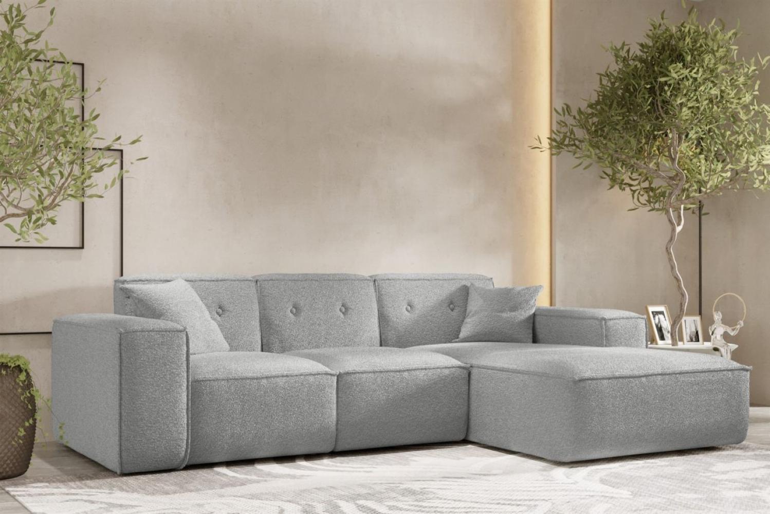 Ecksofa Designersofa CESINA Stoff Ascot Bukla Grau Ottomane Rechts Bild 1