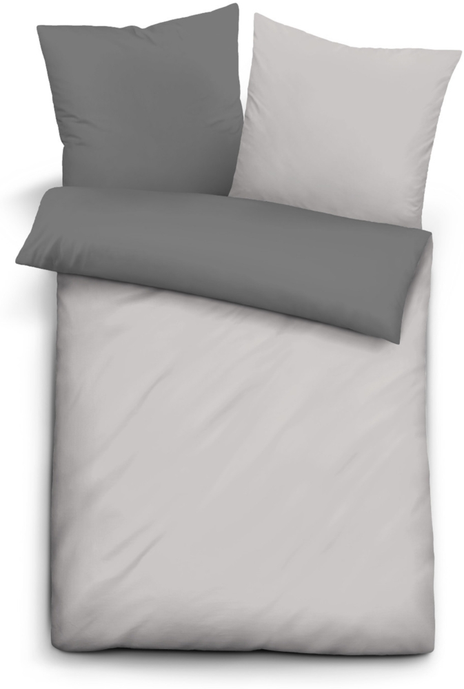biberna 0455775 Renforce-Bettwäsche UNI, sturmgrau, 1x 155x220 cm + 1x 80x80 cm Bild 1