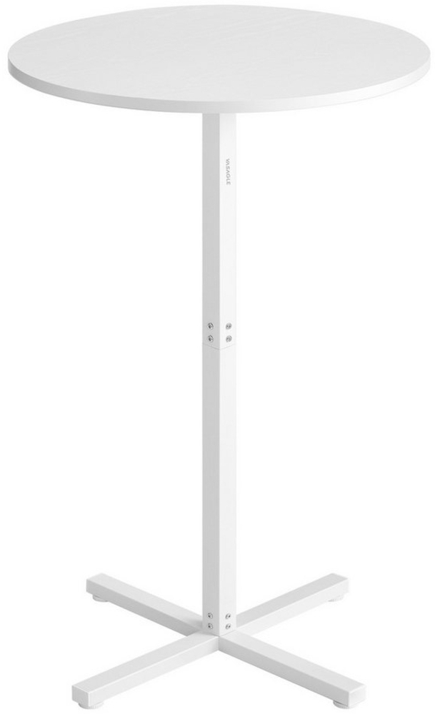 VASAGLE Bartisch, Esstisch, Stehtisch, Metallgestell, 60 x 60 x 104,5 cm, einfacher Aufbau, mit Standkreuz, für 2-3 Personen, modern, schneeweiß Bild 1