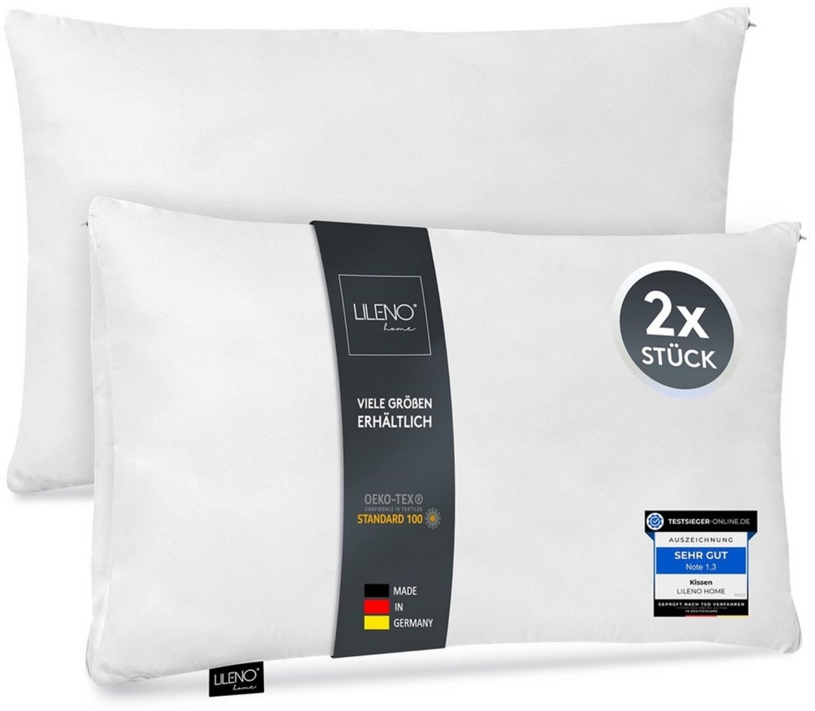 LILENO HOME Microfaserkissen - geeignet für Allergiker, in verschiedenen Größen - Made in Germany, Füllung: 100% Polyester, Rückenschläfer, Seitenschläfer, Bauchschläfer, Set, 2er Set, Kissen 50x70 cm mit Reißverschluss, als Bettkissen oder Dekokissen Bild 1