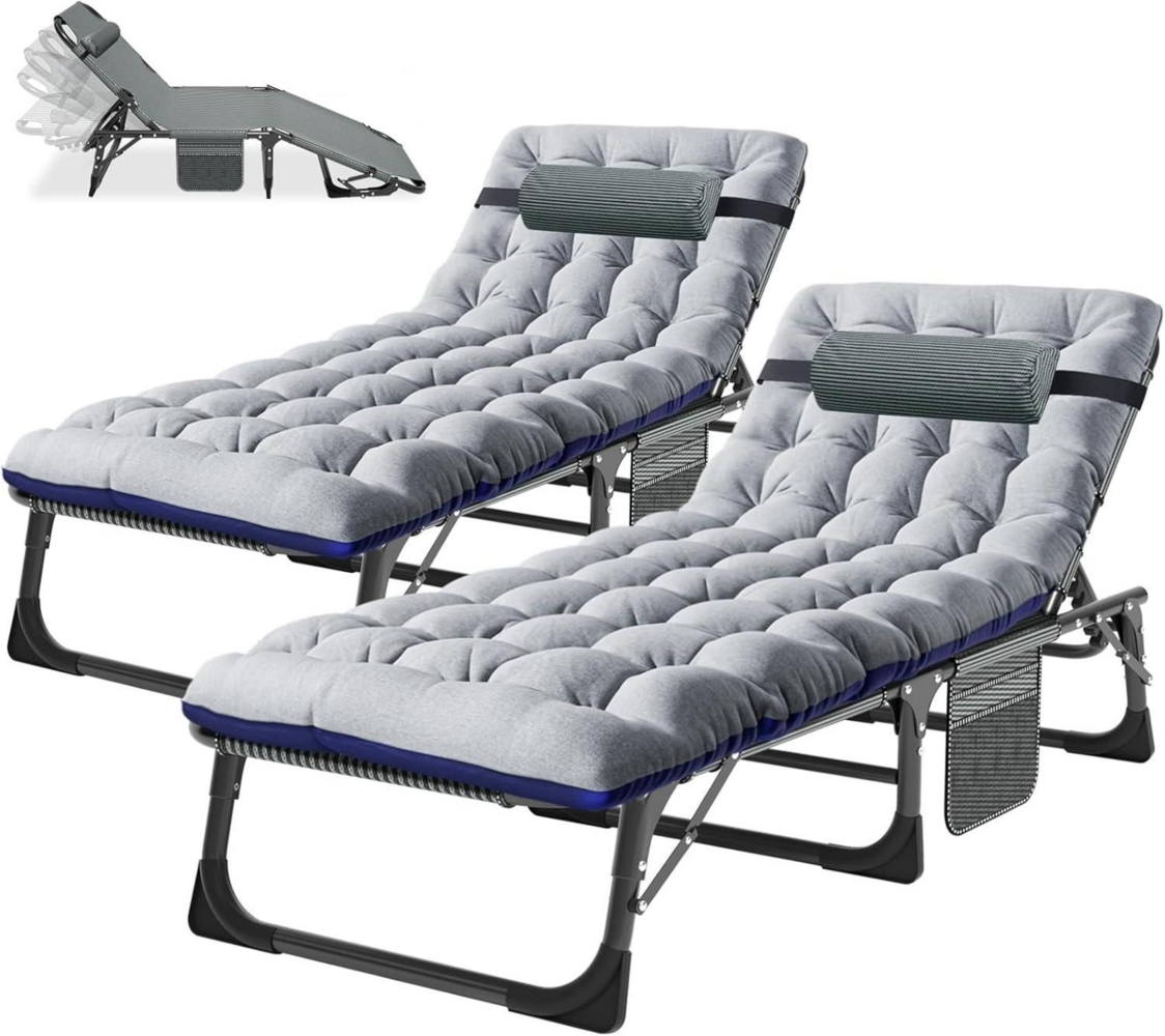 Ryuhic Sonnenliege 2er Set Klappbar Matratze 150kg Belastbar Gartenliege Strand Bild 1
