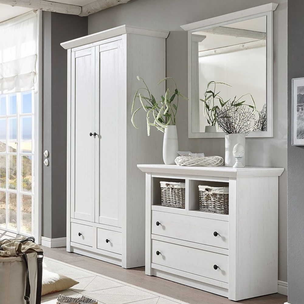 Lomadox Garderoben-Set WINGST-61, (Spar-Set, 2-St), Pinie weiß Nb. mit Garderobenschrank Kommode 220x206x45cm Bild 1