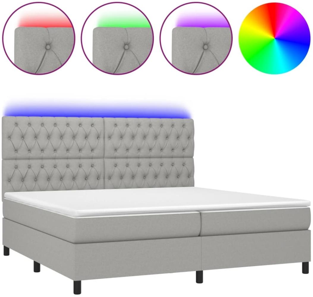 Boxspringbett mit Matratze & LED Stoff Hellgrau 200x200 cm, Härtegrad: H2 [3135141] Bild 1