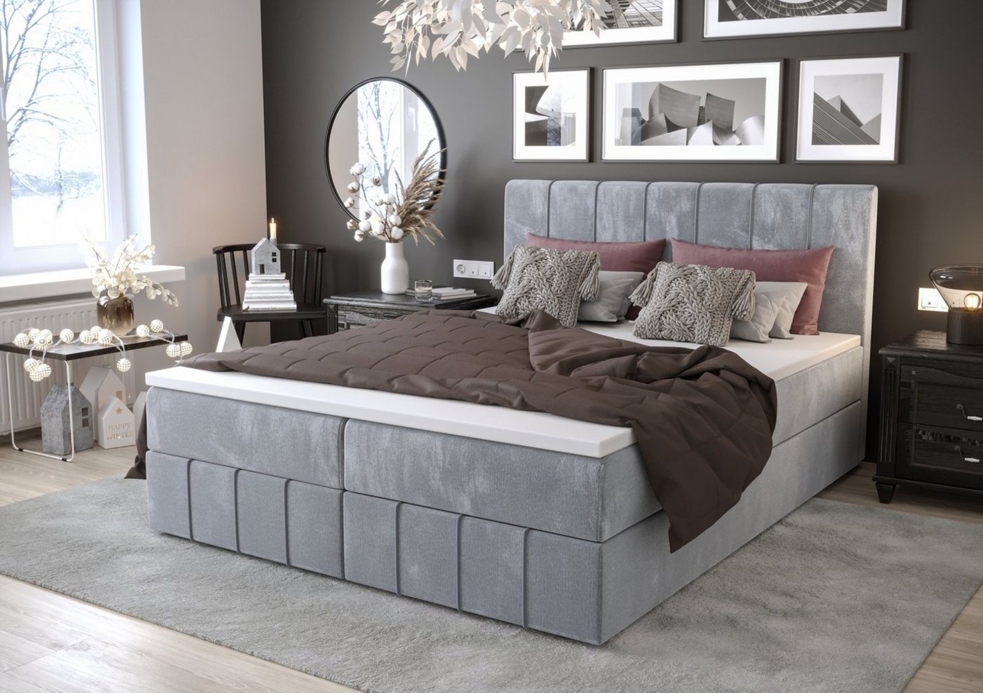 yourhouse24 Boxspringbett Bahama mit 2 Bettkästen, Doppelbett mit Bonell-Matratze + Topper Bild 1