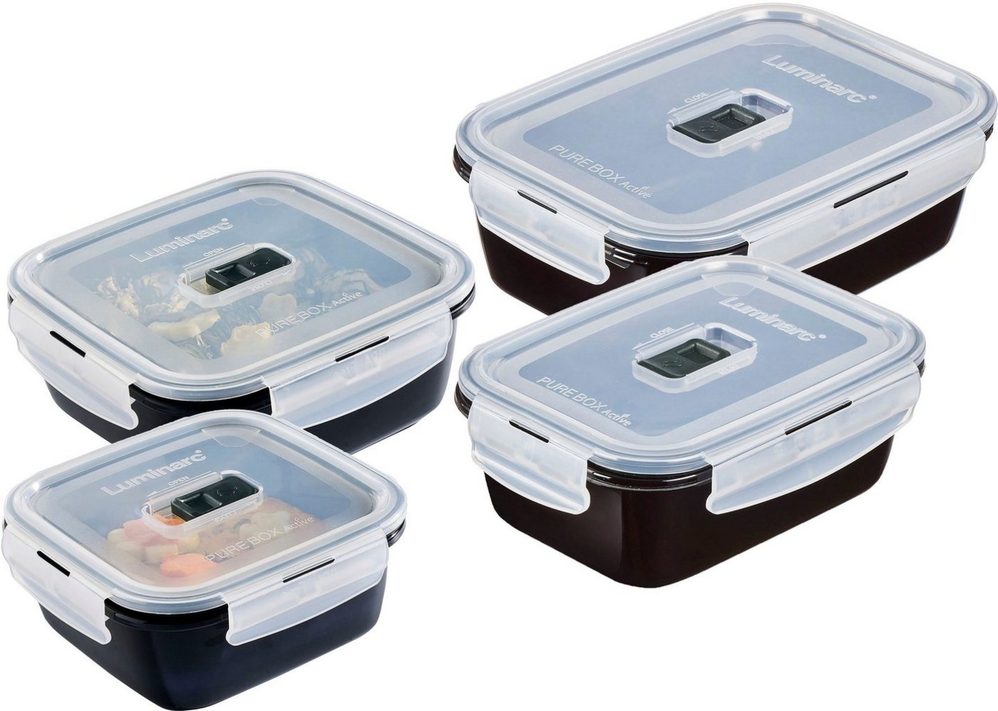 CreaTable 33081 Black Box Aufbewahrungsbox, schwarz/transparent, 4-teilig (1 Set) Bild 1