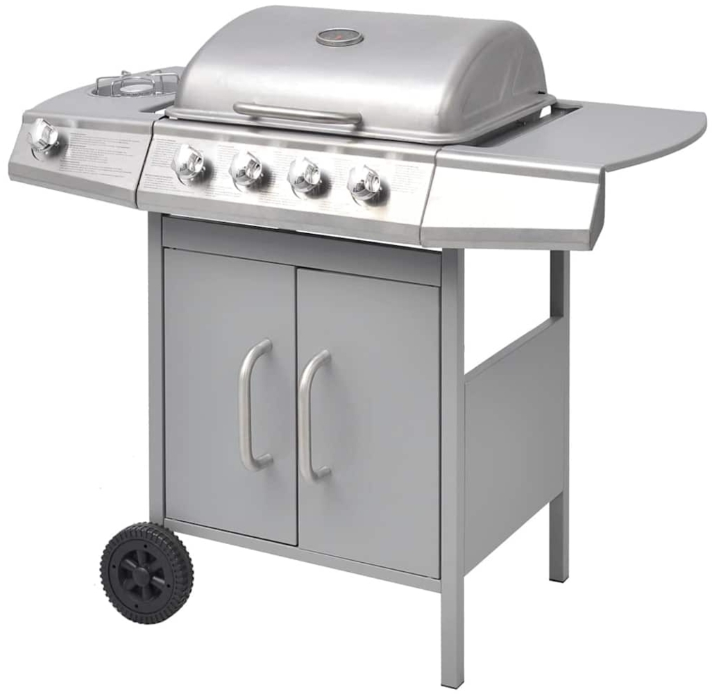 vidaXL Gasgrill, 4+1 Flammen, Stahl Silbern, 104 x 55,4 x 97,7 cm Bild 1