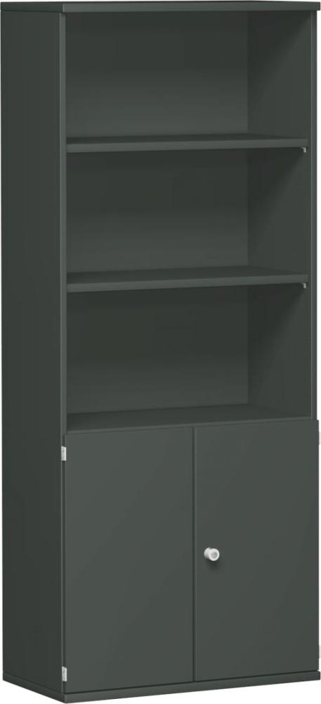 Modulschrank 1. + 2. OH Holztüren, 3. - 5. OH Regal, 80x42x192cm, Graphit Bild 1