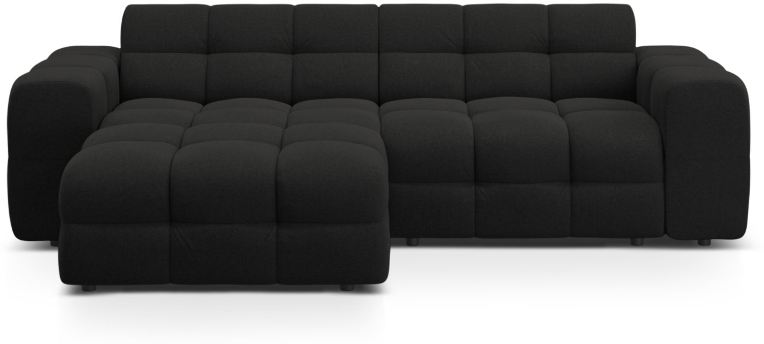 Micadoni Ecksofa Kendal 4-Sitzer Links Strukturierter Stoff Schwarz Buchenholz schwarz Bild 1