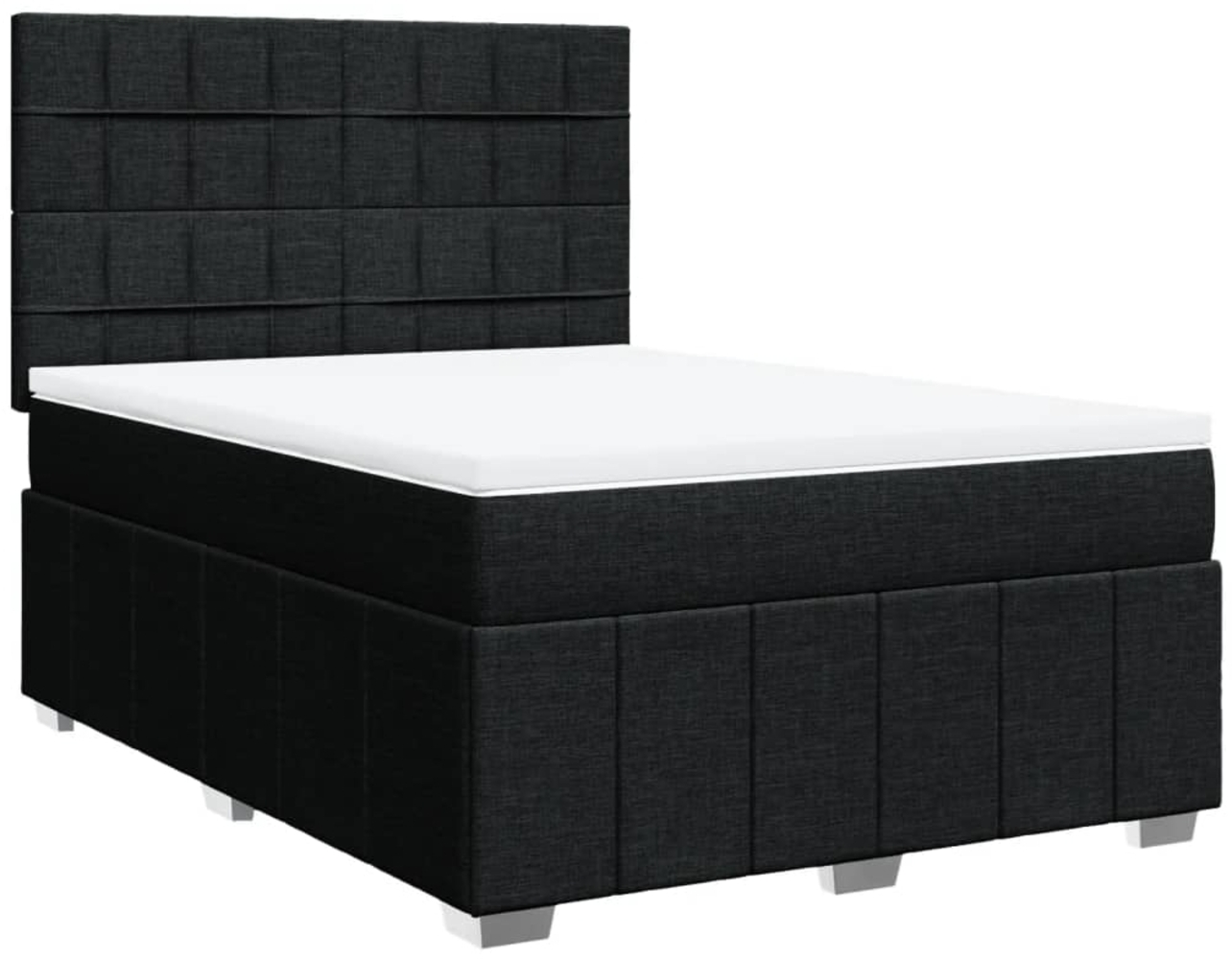 vidaXL Boxspringbett mit Matratze Schwarz 160x200 cm Stoff 3291721 Bild 1