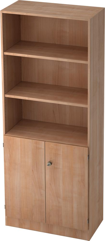 bümö office Regal-Aktenschrank abschließbar, Büroschrank groß aus FSC-Holz, 80cm breit in Nussbaum - abschließbarer Schrank, Büroschrank abschließbar, Büro Möbel Schrank System, 6770-N-N-SG Bild 1