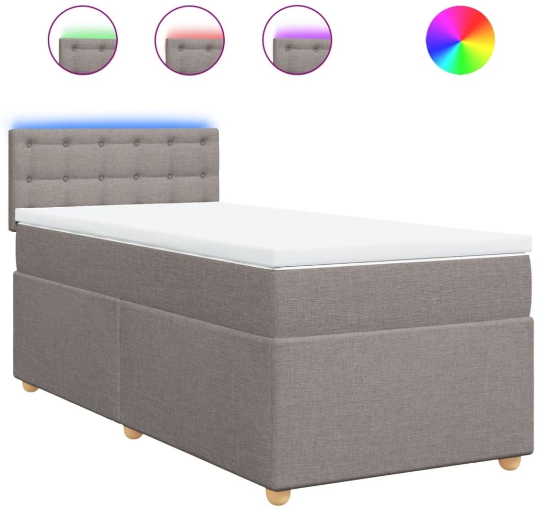 vidaXL Boxspringbett mit Matratze Taupe 90x190 cm Stoff 3288853 Bild 1