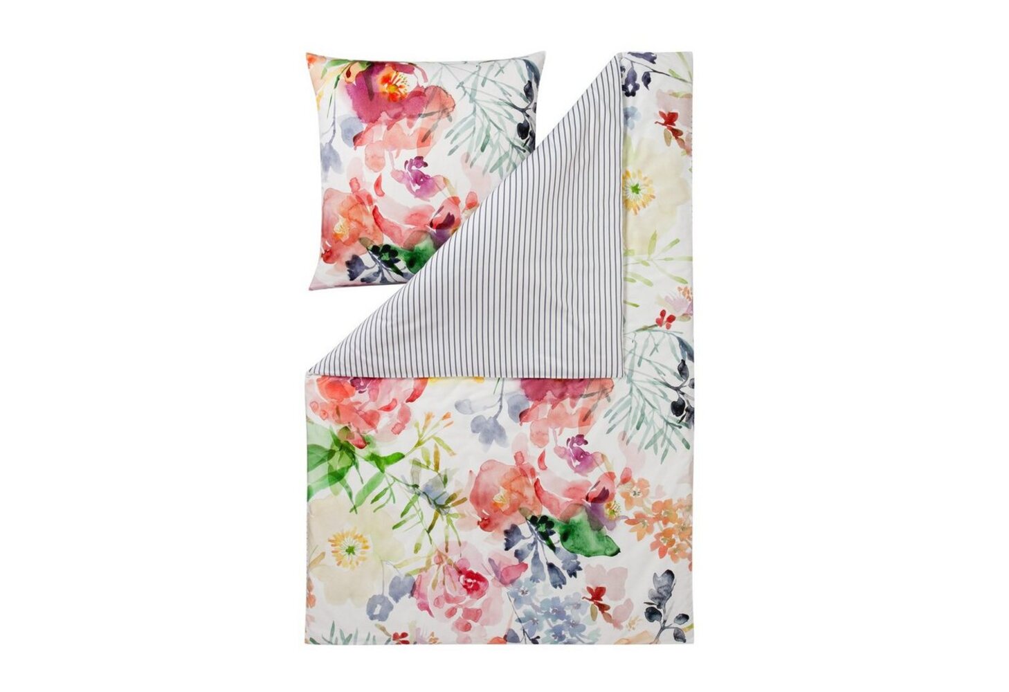 Estella Bettwäsche Rose 4740 985 Bunt Mako Satin 155 x 220 + 80 x 80 cm Bild 1