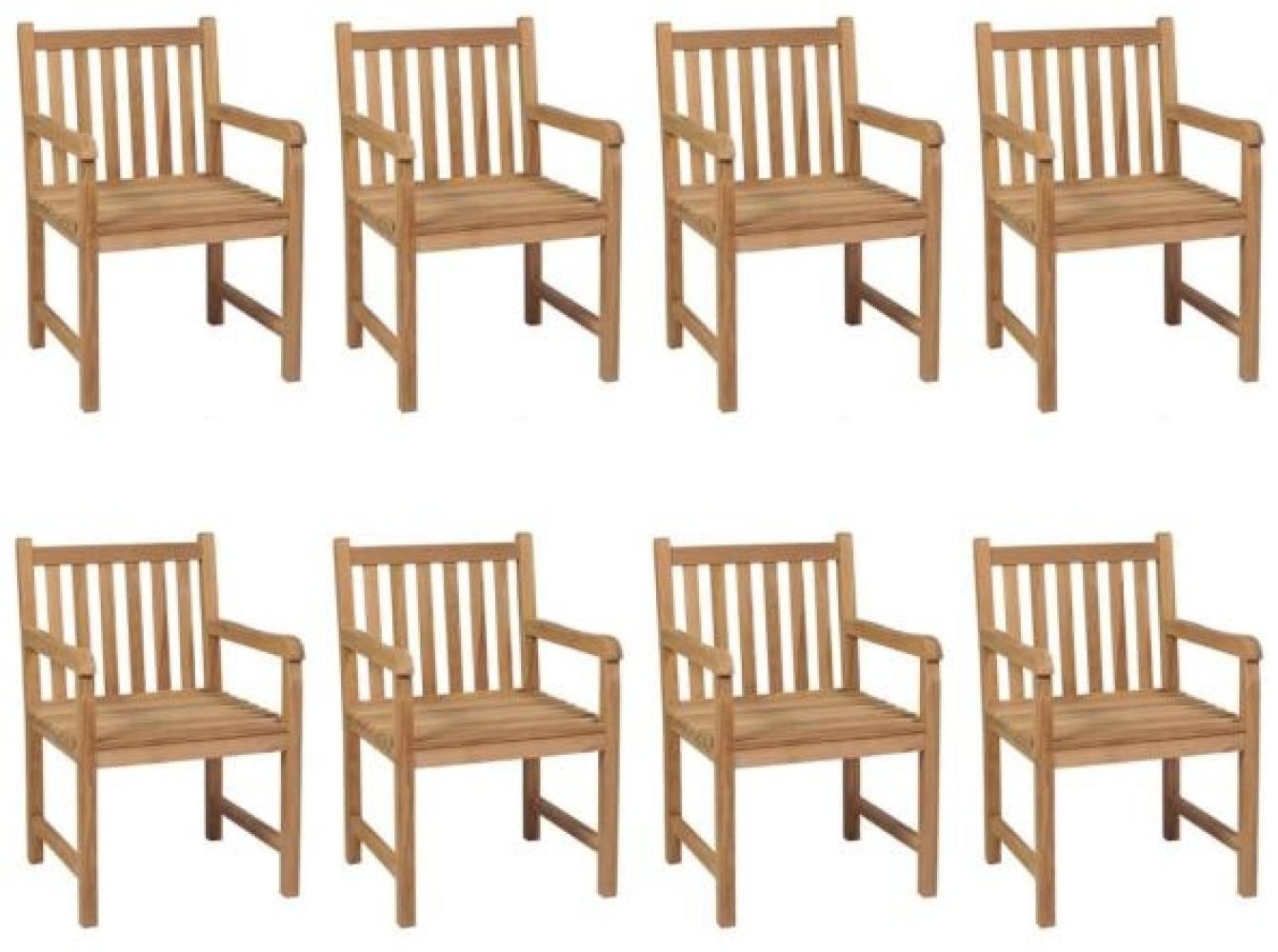 vidaXL Gartenstühle 8 Stk. mit Blauen Kissen Massivholz Teak 3073083 Bild 1