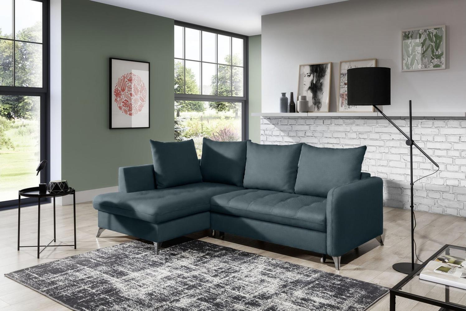 Stylefy Torello Ecksofa Strukturstoff INARI Türkis Links Bild 1