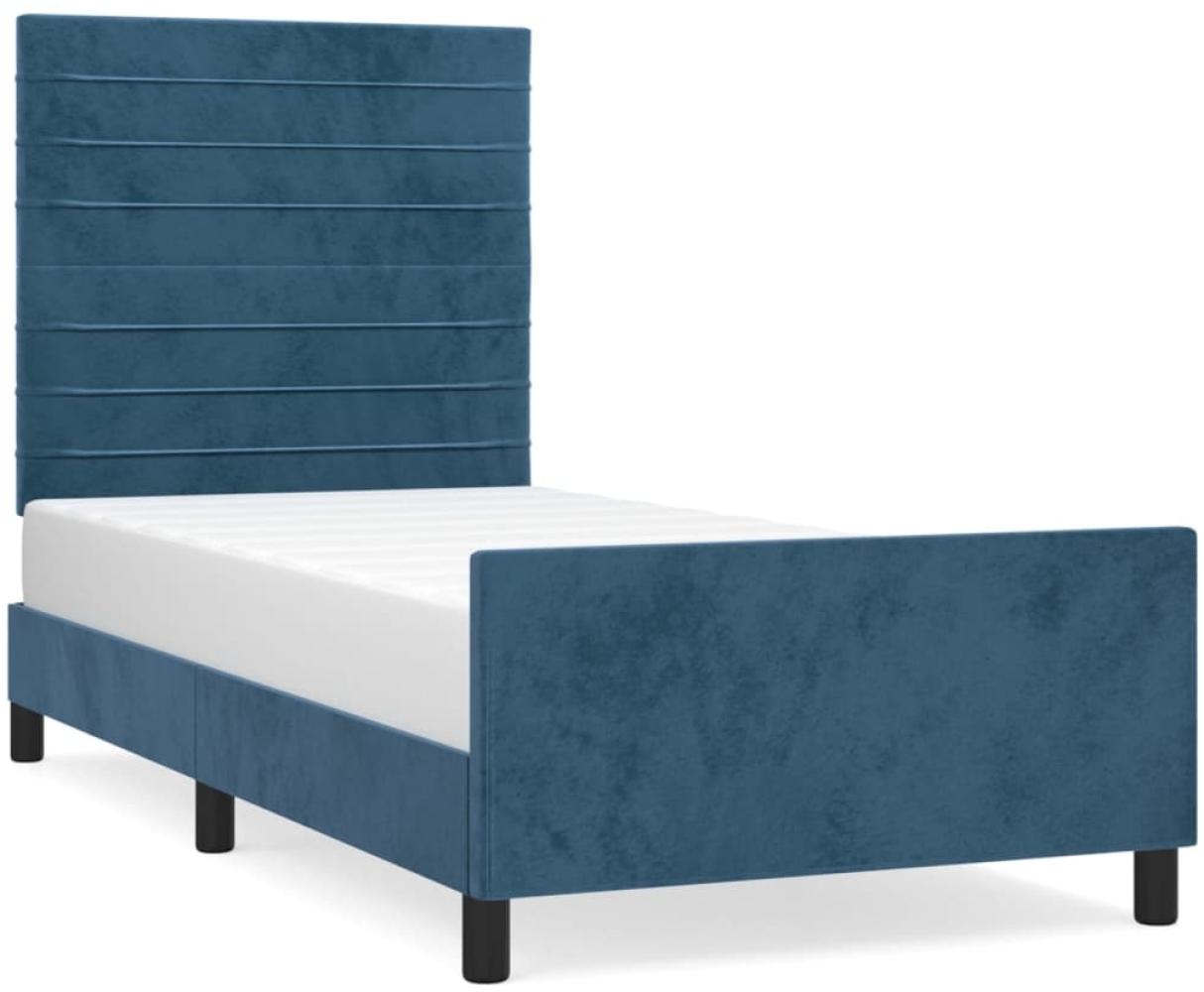 vidaXL Bettgestell mit Kopfteil Samt Dunkelblau 80x200 cm Bild 1