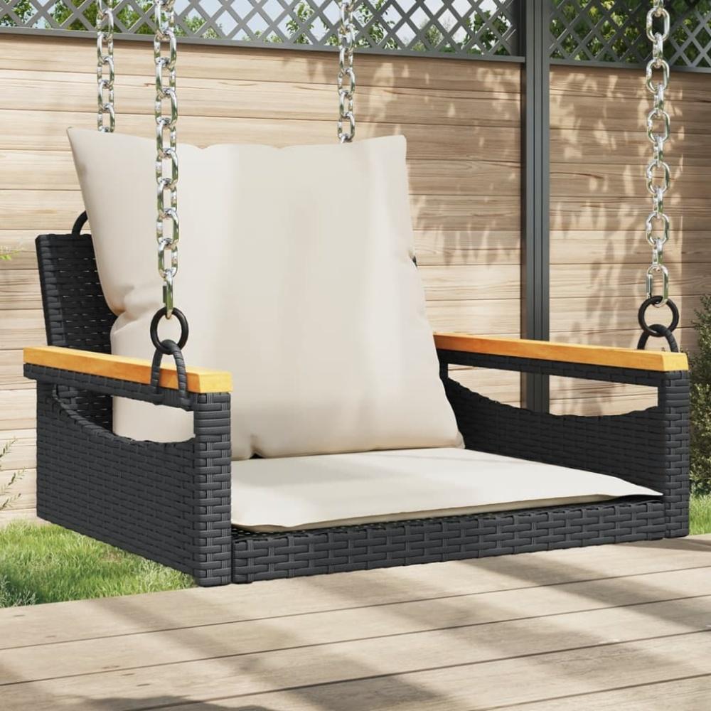 vidaXL Hängesessel mit Kissen Schwarz 63x62x40 cm Poly Rattan 368164 Bild 1