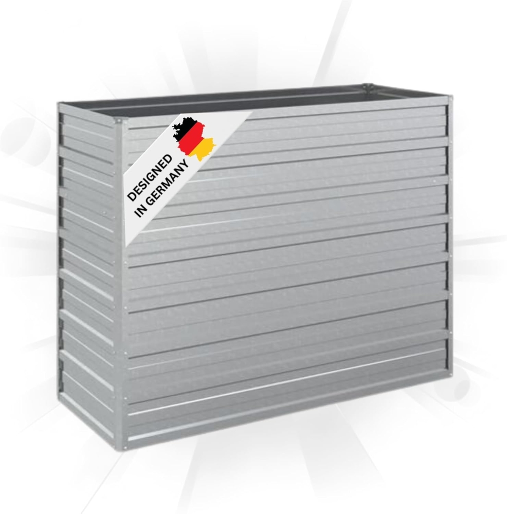 DELUKE® Hochbeet für Garten OSKAR Silber 100x40x77cm Verzinkter Stahl Hochbeet Metall Gartenbeet Kräuterbeet Blumenbeet Beet hoch Frühbeet für Garten Gemüsebeet Bild 1