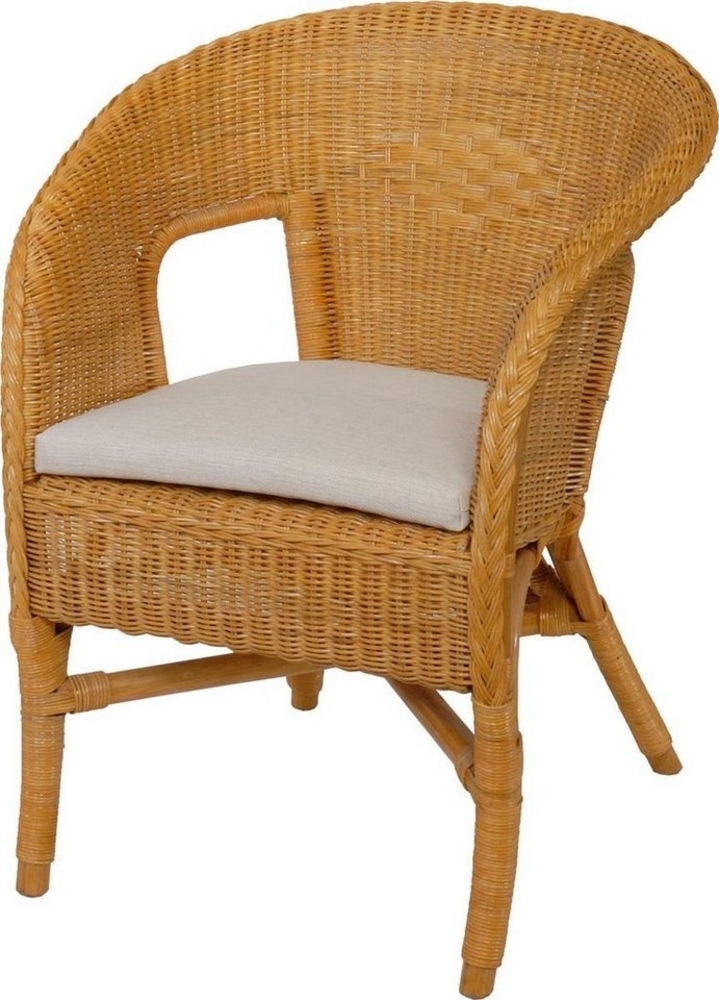 Krines Home Sessel Rattan Stapelsessel Bella Rattansessel Natur-Rattan Flechtsessel Bild 1