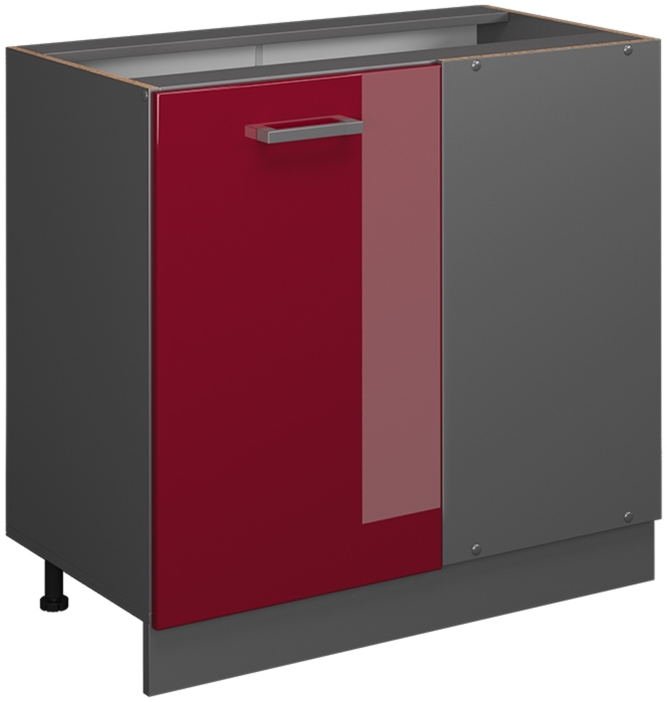 Vicco Eckunterschrank Bordeaux Hochglanz 86 cm ohne Arbeitsplatte, R-Line Bild 1