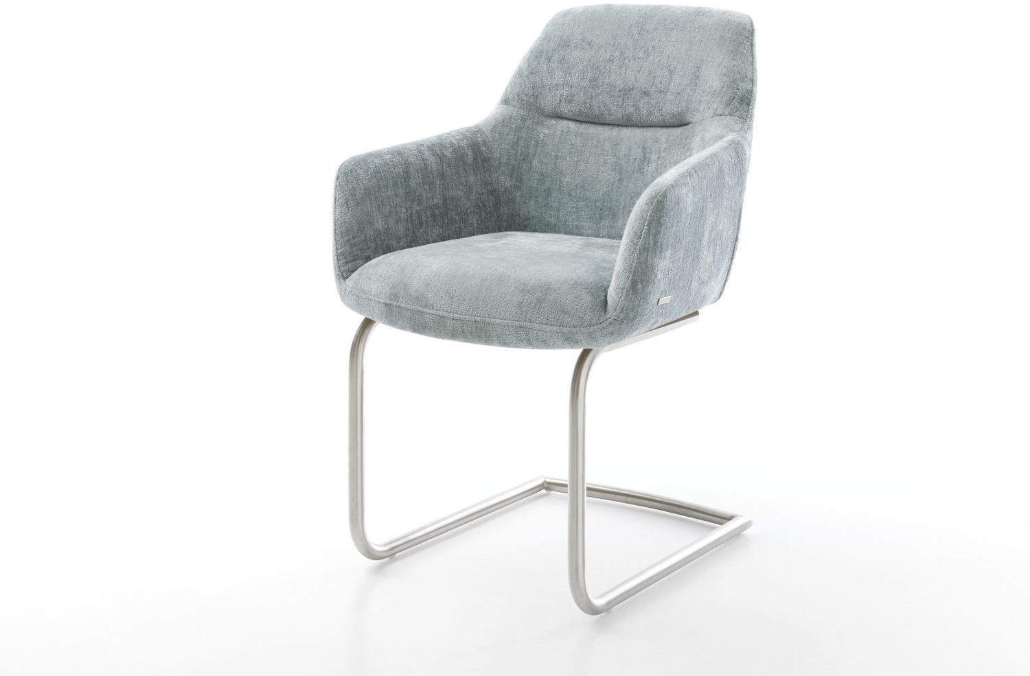 Freischwinger Pejo-Flex Chenille Pastellblau Freischwinger rund Edelstahl Taschenfederkern Bild 1