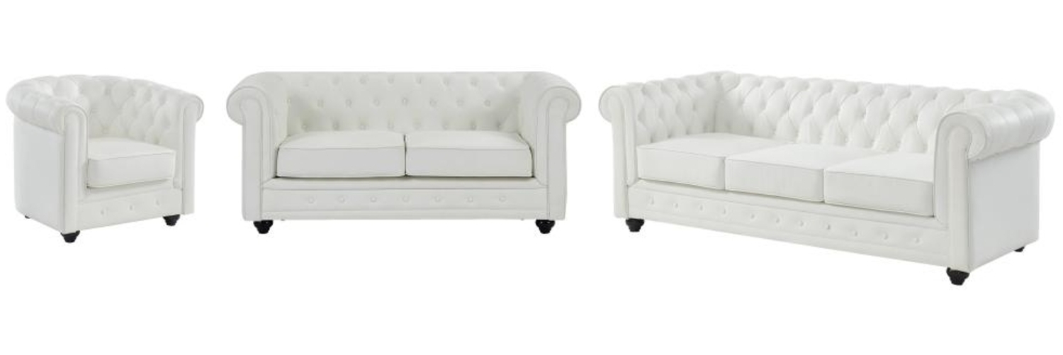 Vente-unique - Sofas 3-Sitzer, 2-Sitzer & Sessel - Kunstleder - Weiß - CHESTERFIELD Bild 1