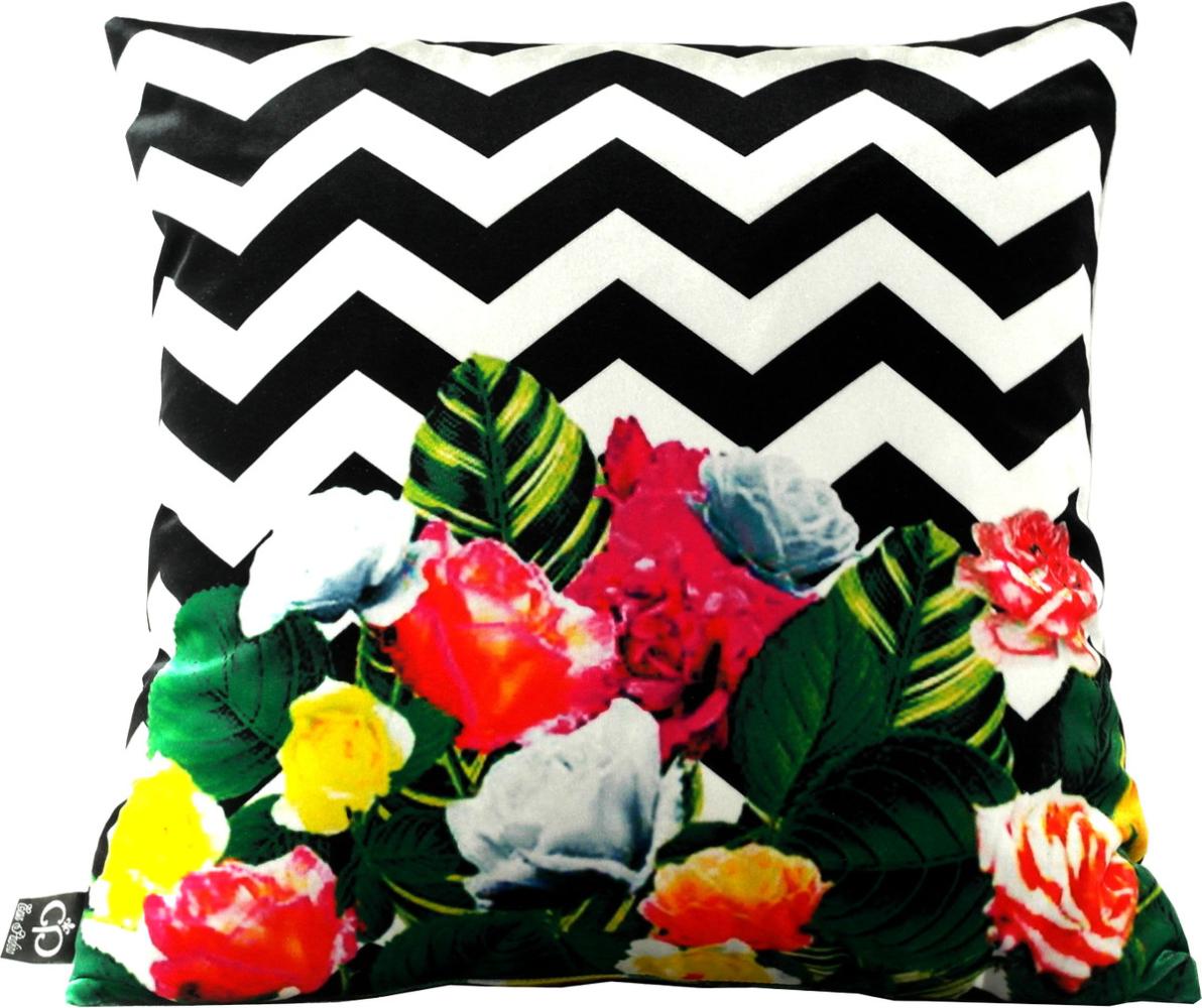 Casa Padrino Luxus Kissen Miami Flowers 45 x 45 cm - Feinster Samtstoff - Deko Wohnzimmer Kissen Bild 1