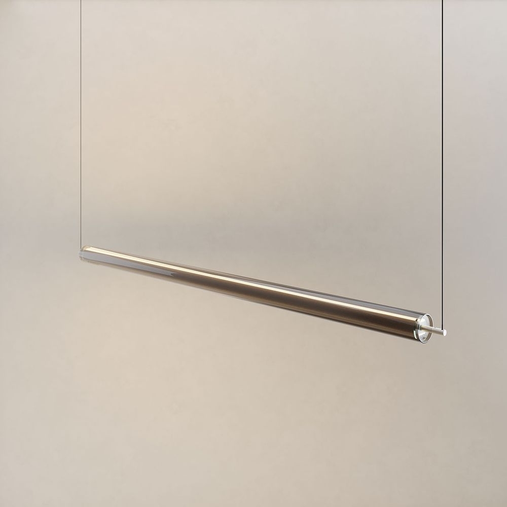 s.luce Ranya LED Up & Down Pendelleuchte mit Glas-Cover & Fernbedienung Aluminium, Rauch 160cm Bild 1