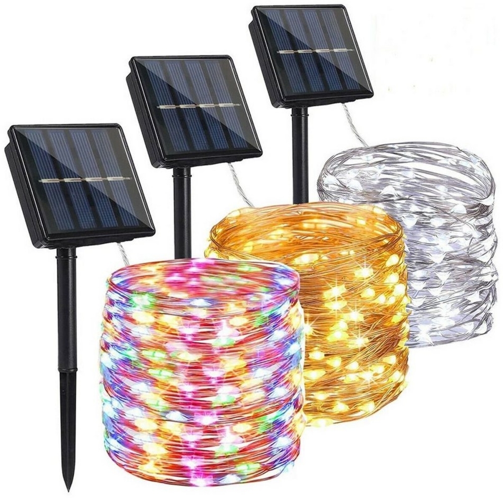 WILGOON LED-Lichterkette 10M 100LEDs, 20M 200LEDs Solar Lichterkette Kupferdraht Weihnachtsdeko, Wasserdicht IP65, Innen & Außen, Garten Party Dekor Bild 1