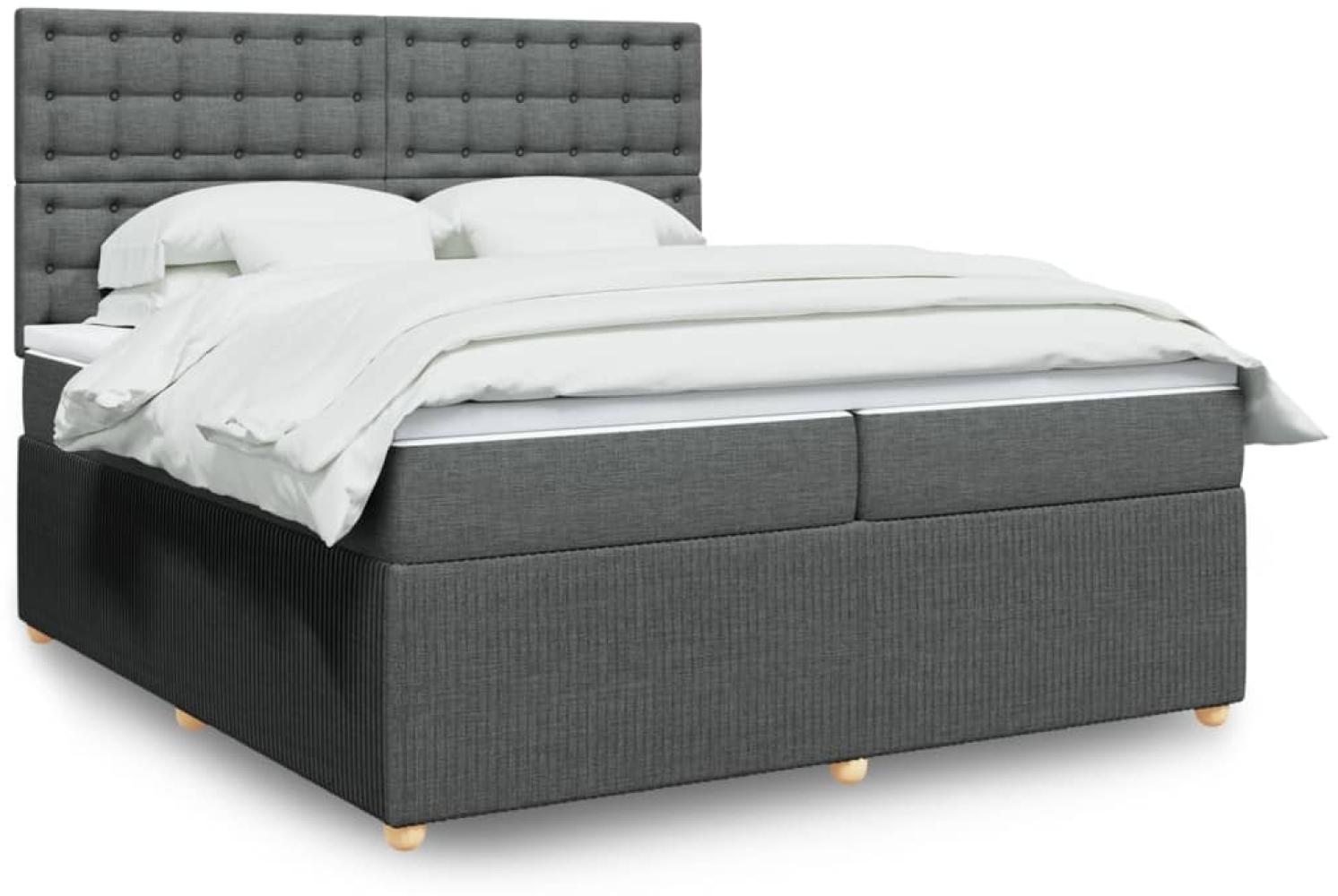 vidaXL Boxspringbett mit Matratze Dunkelgrau 200x200 cm Stoff 3292178 Bild 1